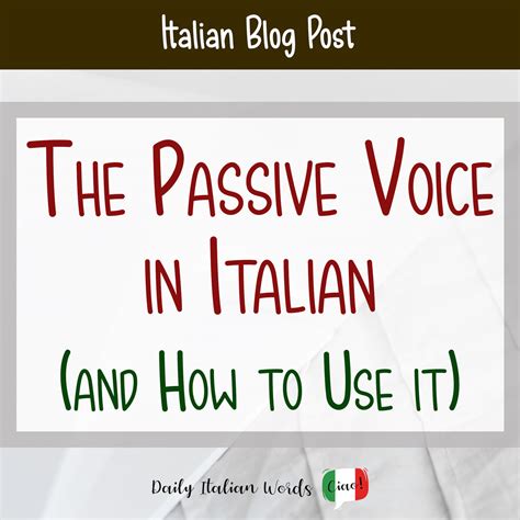 Italian Passive Form